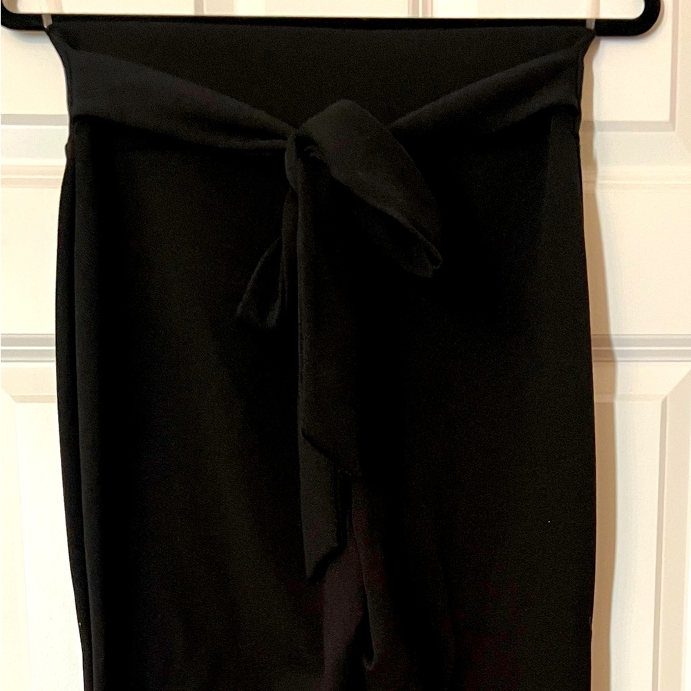 Black high waist dress pant with tie waist detail